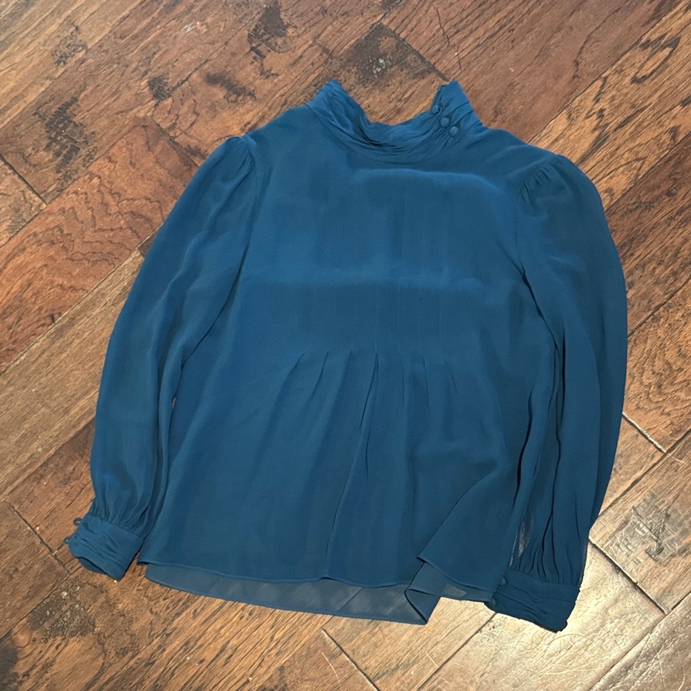 Tory Burch Teal Chiffon Blouse